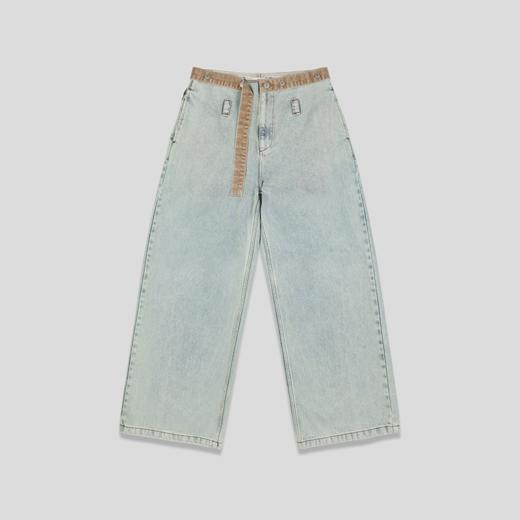 GOODBAI 916 logo绣花腰带可拆水洗阔腿牛仔裤 商品图1