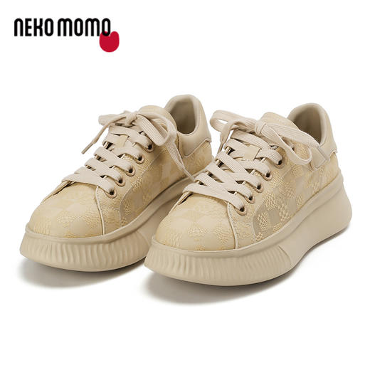 nekomomo2023年夏季新款商场同款牛皮网面超轻厚底小白鞋女板鞋女M22AM11441 商品图0