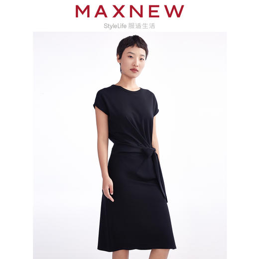 【裙装】女装高密罗马布舒适亲肤收腰绑带连衣裙 1N2225301 商品图0