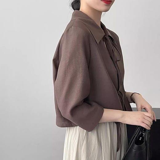 裁缝学苑AQ260新中式国风女装衬衫纸样系带七分袖衬衣上衣样板 商品图5