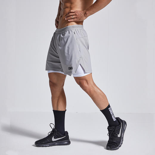 OMG潮牌 锦纶高弹力专业冰丝速干跑步训练运动短裤男士健身三分裤J-EMDK1660 商品图4