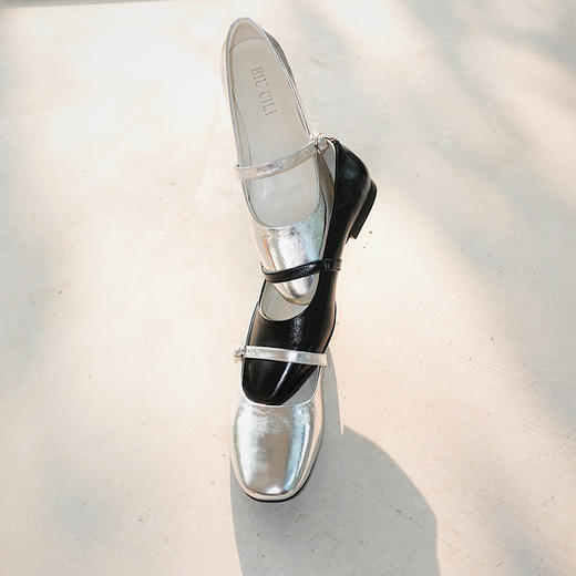 BIUCILI 「赫本玛丽珍」原创黑色银色平底舒适芭蕾风玛丽珍女单鞋 商品图4