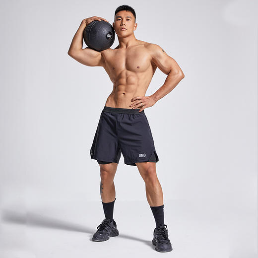 OMG潮牌 锦纶高弹力专业冰丝速干跑步训练运动短裤男士健身三分裤J-EMDK1660 商品图7