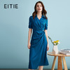 EITIE爱特爱夏季新款通勤OL压褶收腰显瘦气质连衣裙B2407320 商品缩略图0