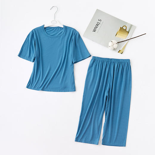 【纯色搭配，也足够惊艳！】新款儿童睡衣中长袖莫代尔家居服，宽松男孩女童宝宝套装薄款空调服-lm！ 商品图9