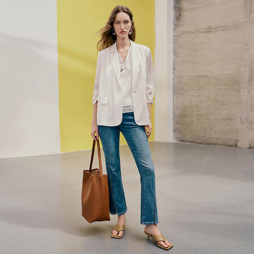 EITIE爱特爱夏季新款时尚显瘦纯色西装薄外套7403107 商品图3