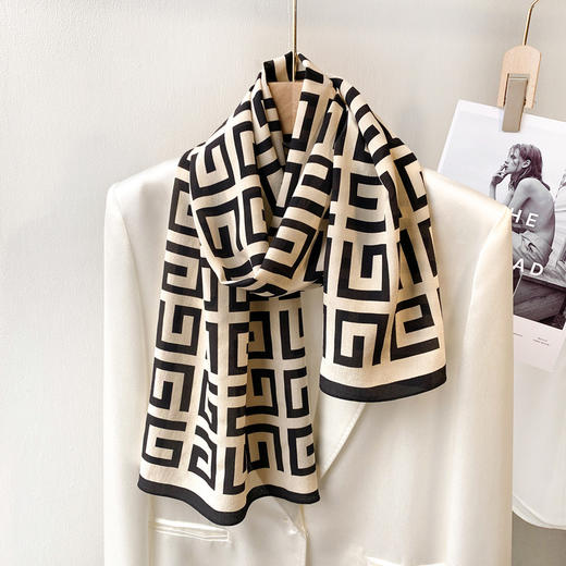 丁摩 真丝长条丝巾女春秋款百搭装饰薄款桑蚕丝领巾飘带2ZS 商品图1