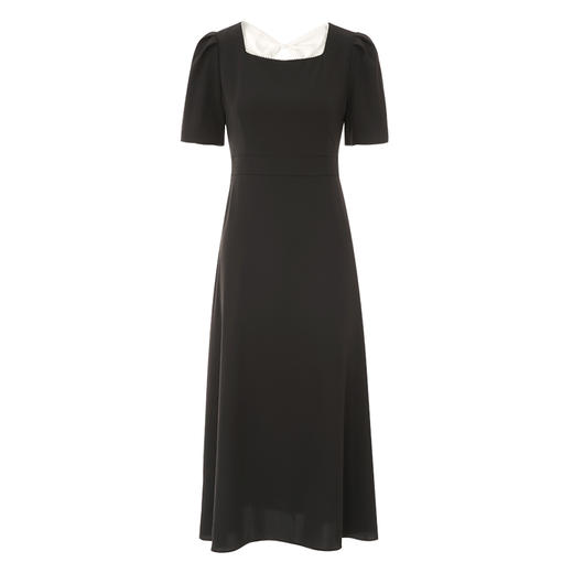 EITIE爱特爱气质方领蝴蝶结镂空收腰显瘦长裙连衣裙夏季新款B2407346 商品图5