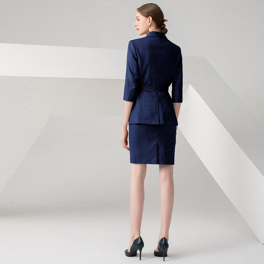 IWY/藏青色七分袖千鸟格时尚气质女神职场商务OL工作服高端职业西服套装女C10387+PS10310 商品图10