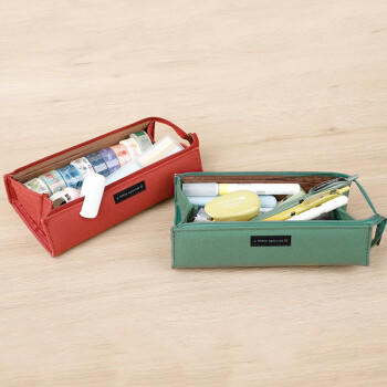 国誉（KOKUYO）一米新纯学生笔袋文具盒文具袋 可立桌面 帆布+涤纶 绿色 中号 WSG-PCS22G 商品图3