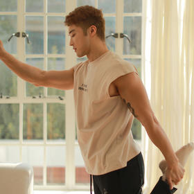 OMG潮牌 纯棉宽松吸汗运动背心男士透气跑步无袖训练健身衣服坎肩J-EMBX1657