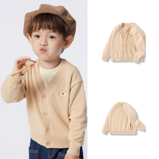 巴拉巴拉男童毛衣开衫秋冬新款女童宝宝针织衫小童上衣新年潮 商品图0