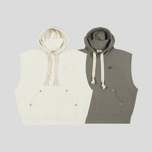 GOODBAI 916 logo刺绣插肩连帽无袖华夫格卫衣 商品图1