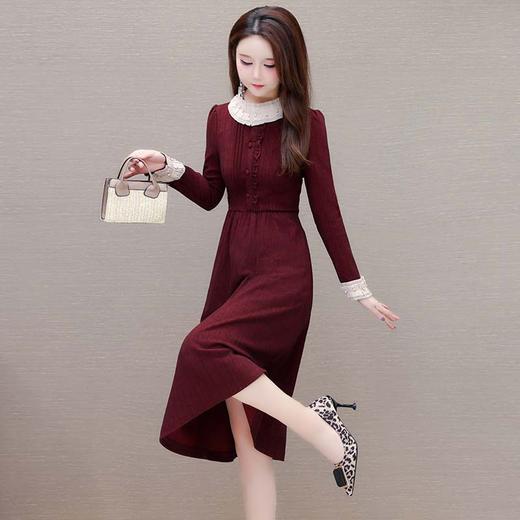 QYMLRX-SL4APU-Y 红色长袖连衣裙春季2024年新款气质女装中长款打底A字裙 商品图1