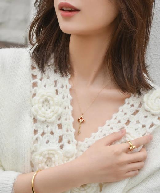 蒂F尼Tiffa*y鸢尾花红玛瑙钥匙项链 商品图3