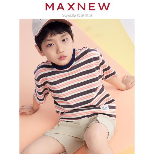【T恤】童装精梳棉舒适亲肤撞色条纹T恤 1N2341202 商品图1