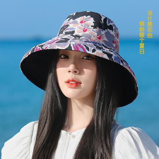 双面戴渔夫帽，韩国春夏新款印花大沿遮阳帽JC-M2835 商品图0