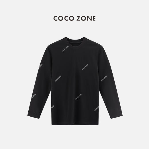 COCO ZONE100棉圆领雪花纱后幅绣花罗纹圆领长袖T恤24C10175 商品图1