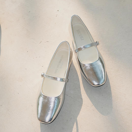 BIUCILI 「赫本玛丽珍」原创黑色银色平底舒适芭蕾风玛丽珍女单鞋 商品图3