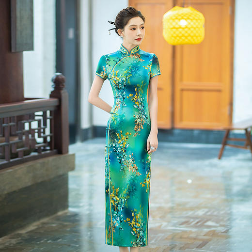 WXG 真丝旗袍日常宴席高端桑蚕丝连衣裙 商品图0