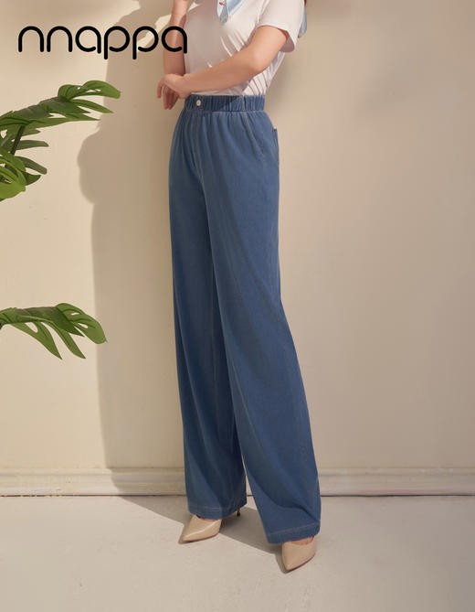 天丝斜纹冷感休闲松紧大阔腿裤PA29280 商品图2