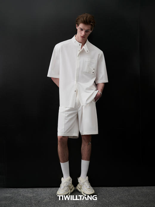 TIWILLTANG启世录“圣夜御拓”新中式克制品味扣袢短袖设计师衬衫 商品图4