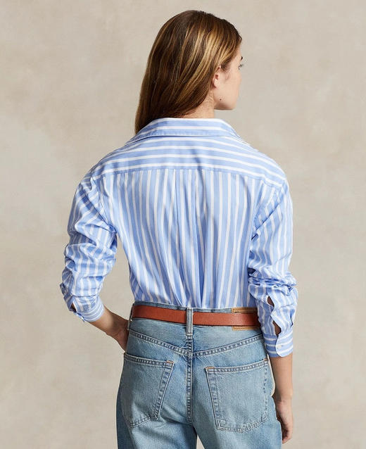 RL竖条纹棉质衬衫 1OO%高支精梳棉面料 布面质地挺阔 自带骨感线条 日常通勤好搭配 商品图1