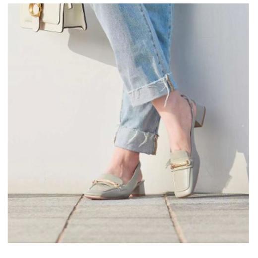 北1natursun夏季新款方头一步登气质复古高跟鞋简约粗跟中跟单鞋  N22222981 商品图0