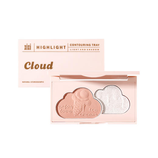 xixi云雾漂浮修容高光盘 自然立体修饰 脸部 鼻影阴影 高光腮红一体盘 商品图5