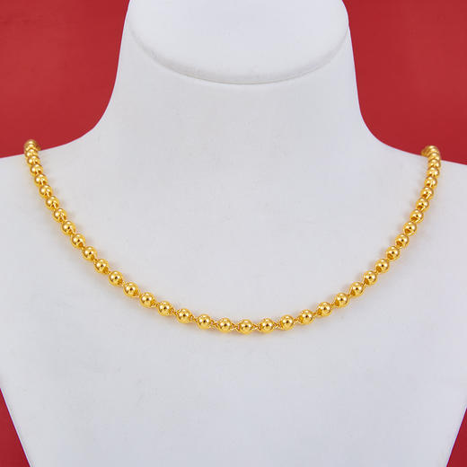 【限时克减150元】足金999.9 光珠链纯光珠(约3.6-4mm)纯圆珠链项链佛珠项链(XL00003-01)预售产品下单后不退款不退货不换货不补差价 商品图1