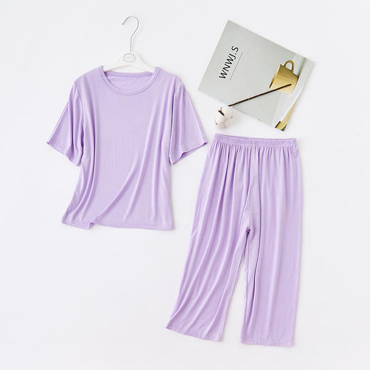 【纯色搭配，也足够惊艳！】新款儿童睡衣中长袖莫代尔家居服，宽松男孩女童宝宝套装薄款空调服-lm！ 商品图10