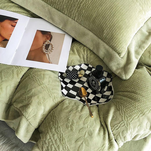 红秀世纺 防静电德绒四件套 复古绿HX2308-T001 商品图4