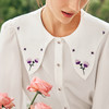 OLrain欧芮儿法式白色雪纺衫女早秋2022新款减龄刺绣领泡泡袖衬衣 商品缩略图3