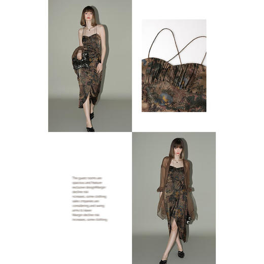 【限时秒杀】COCOBELLA[清平乐]新中式缎面印花吊带裙夏国风连衣裙FR0012 商品图1