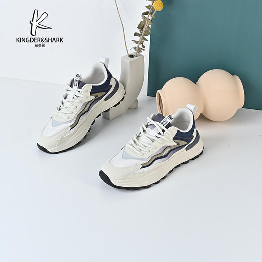 2024年经典鲨夏季新款平底系带男士日常通勤休闲鞋跑步鞋KF05-D14011 商品图1