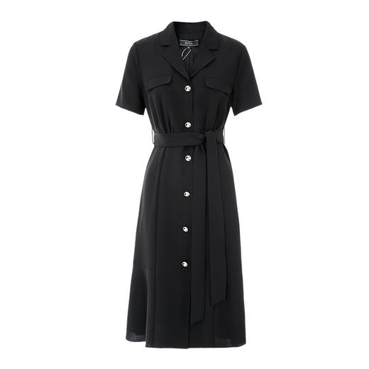 EITIE爱特爱气质通勤V领收腰显瘦鱼尾黑色衬衫连衣裙2024夏季新款B2407342 商品图5