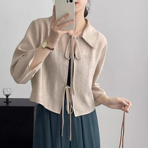 裁缝学苑AQ260新中式国风女装衬衫纸样系带七分袖衬衣上衣样板 商品图3