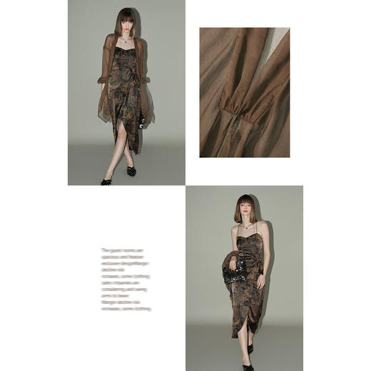 【有赞】LC0001COCOBELLA设计感捏褶肌理感雪纺衫不对称下摆飘逸开衫 商品图2