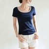 凉感法式氛围感方领撞色短袖T恤女2024夏季新款套头修身上衣 商品缩略图3