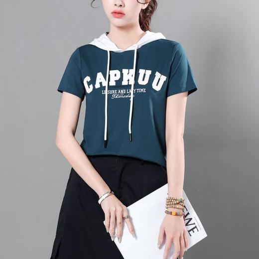 天丝罗马休闲撞色短袖T恤女2024夏季新款光滑套头宽松显瘦上衣 商品图3