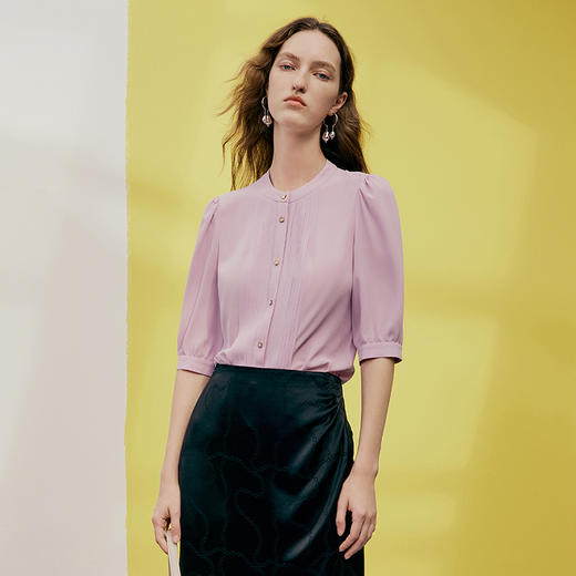 EITIE爱特爱夏季新款修身百搭通勤衬衣上衣女7409107 商品图4