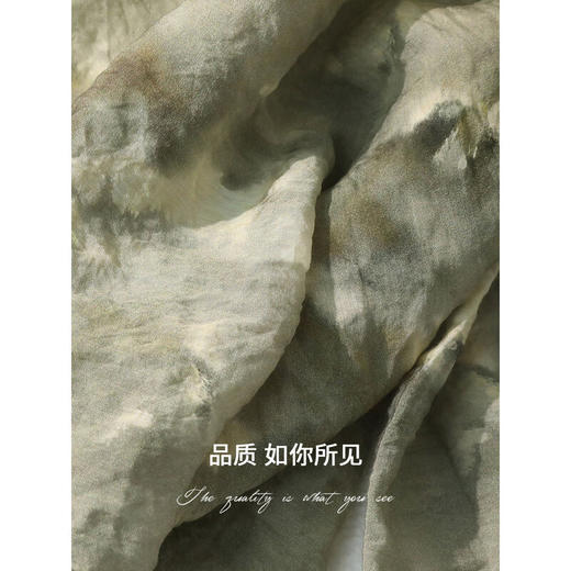 【限时秒杀】COCOBELLA写意晕染印花连衣裙女开衩喇叭袖高腰茶歇裙FR3007 商品图4