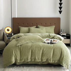 红秀世纺 防静电德绒四件套 复古绿HX2308-T001