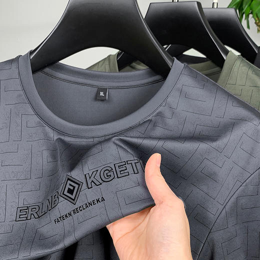 【冰丝高弹】【新款DPF】大依优型大码短袖T恤加肥加大男装大号大码上衣男士休闲半袖夏季 商品图2