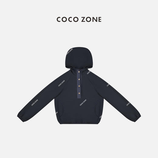 COCO ZONE简约轻型半门襟排扣插肩袖设计连帽卫衣24C10165 商品图1