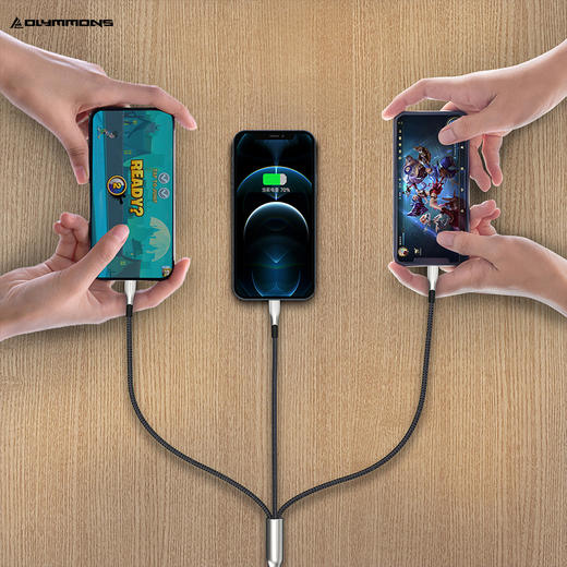 错山OLYMMONS锌合金三合一超级快充数据线Z-04 商品图1