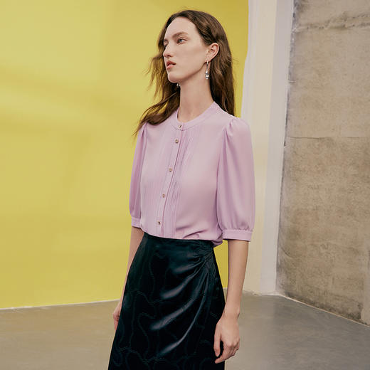 EITIE爱特爱夏季新款修身百搭通勤衬衣上衣女7409107 商品图5