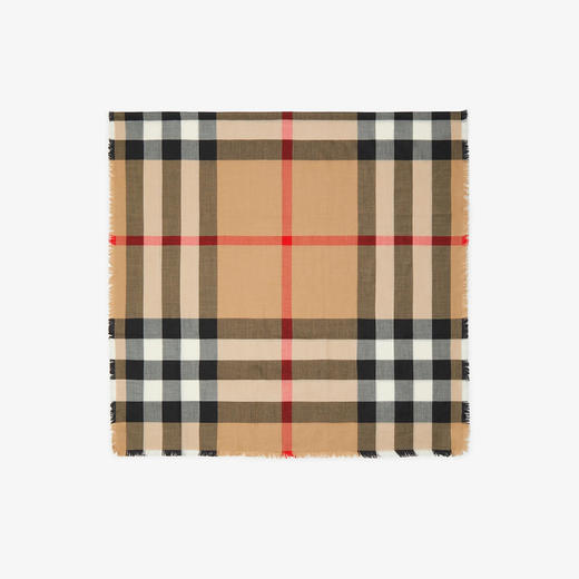 BURBERRY 巴宝莉 女士格纹羊绒混纺丝巾 格子 8083292 A7026 商品图0