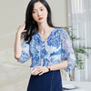 青瓷真丝衬衫 5A桑蚕丝双绉面料 柔润透气  上身若无物 米思阳2026春季新款设计感独特衬衫印花上衣女0803 商品缩略图2
