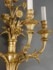 独角鹿西洋古董19世纪末法国出品路易十六风格铜鎏金精雕花卉主题三枝头烛台式壁灯一对 商品缩略图4